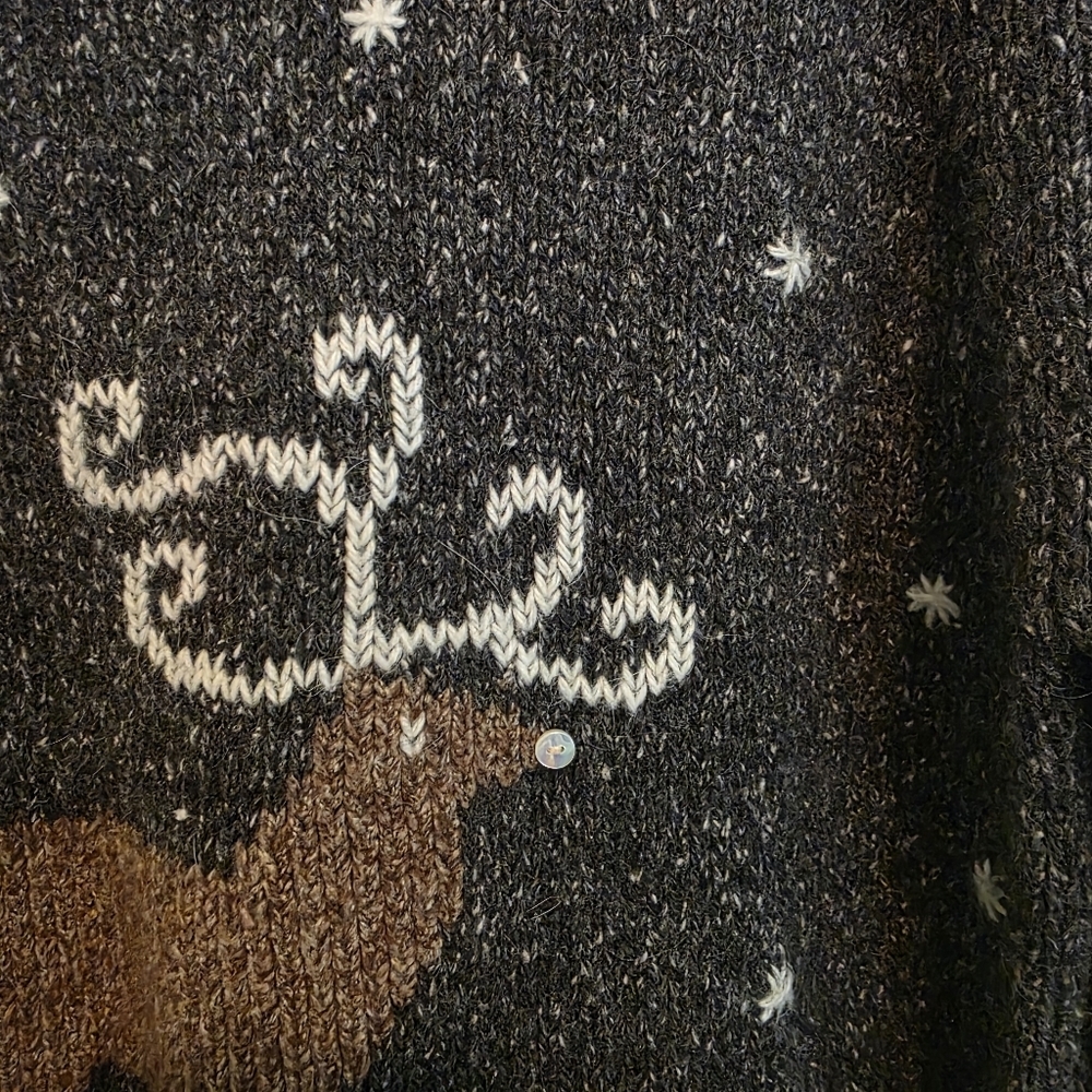 Vintage Bushwacker Wool Blend Reindeer Snowflake Sweater S - Picture 2 of 4